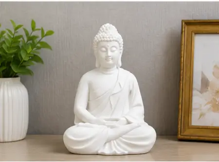 4jvCytP2TWxjkWQeqhOHUgFR7SHrOCgHEZFboY96.webp Meditation Buddha Idol – Resin Buddha Statue for Home Décor, Office, Living Room, Meditation & Spiritual Decoration ( white, OS )