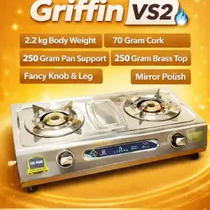 LUBANA S203 VS2 Model 2 Burner Stainless Steel Gas Stove | Manual Ignition | Alloy Aluminium Burner |Nylon Skid-proof Legs | ISI Certified ( default, Standard )