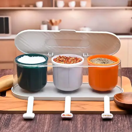 Jtm2AShhTtW2B1xbUQYFNcvqgtKa1S5XWYgpFPlS.webp 3-Grid Spice Storage Box with Spoons – Multipurpose Masala Container Organizer for Kitchen Seasoning, Sugar, Salt & Condiments ( default, OS )