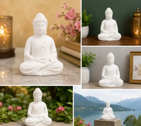 KA8PbTvV2mJZMHalYyGrcvL4xrN6uhcasubUJIbM.webp Meditation Buddha Idol – Resin Buddha Statue for Home Décor, Office, Living Room, Meditation & Spiritual Decoration ( white, OS )