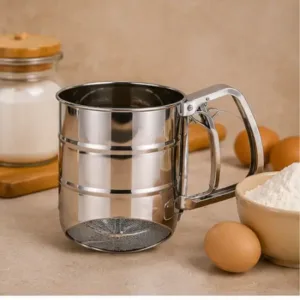 Stainless Steel Flour Sifter | Handheld Fine Mesh Flour & Powdered Sugar Sieve with Easy Hand Crank ( default, OS )