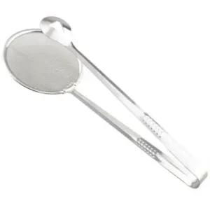 2-in-1 Stainless Steel Fry Tool Filter Spoon Strainer with Clip - Oil Frying BBQ Filter Mesh Strainer ( default, Standard ).