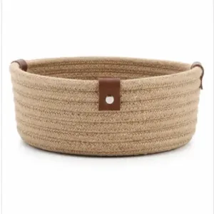 Handwoven Mini Jute Storage Basket Set of 3 with Lid | Natural Rope Organizer for Home, Kitchen & Shelf Storage ( default, OS )