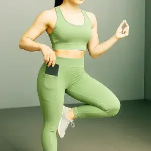 Premium Quality Stretchable Yoga Tights | Soft Mid-Waist Gym Leggings | Workout Pants for Girls or Women ( green, XL )