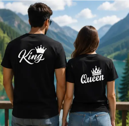 aW4LH8F5KXBtJ6fhmMIcGTOLhTMvtOlE5fqxk0d4-3.webp King Queen Couple T-Shirt Set – Printed Cotton Blend Matching T-Shirts for Men & Women (Pack of 2) ( default, MEN - XXL/ WOMEN - XXL )