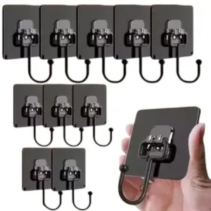 10PC Self Adhesive Wall Sticker Hooks – Stainless Steel, No-Drill ( default, Standard )