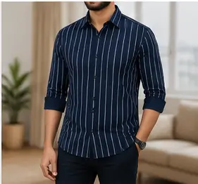 Men's Striped Cotton Casual Shirt – Full Sleeve Regular Fit Stylish Shirt for Office, Casual & Party Wear ( default, S )