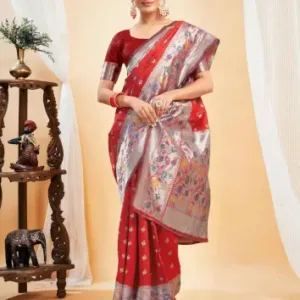 Jacquard Saree Blooming Elegance Collection ( red, OS )