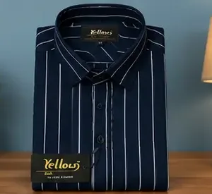 Men's Striped Cotton Casual Shirt – Full Sleeve Regular Fit Stylish Shirt for Office, Casual & Party Wear ( default, L )