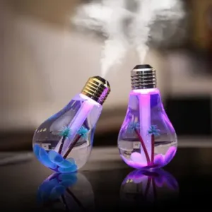 USB Air Freshener Bulb Humidifier with LED Night Light Cool Mist Ultrasonic Aroma Diffuser for Car Home Office ( default, Standard )