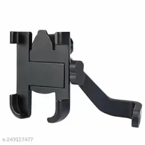 Full Metal Body 360° Rotating Mobile Holder Stand for Bike, Scooty & Bicycle | Anti-Vibration & Shockproof | Universal for Phones up to 6.5" (Black, Random Colors). ( default, Standard )