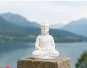Meditation Buddha Idol – Resin Buddha Statue for Home Décor, Office, Living Room, Meditation & Spiritual Decoration ( white, OS )
