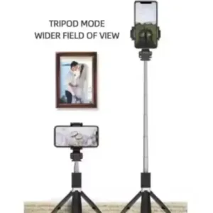 3-in-1 Wireless Bluetooth Selfie Stick XT-02 | Remote Shutter, 360° Rotate, Extendable, Foldable Mini Tripod & Monopod for Smartphones, Black. ( default, Standard )